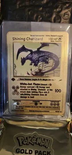 Shining Charizard 107/105 Gold metal Card Pokemon Card 1st Edition - Image 1