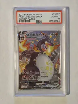 PSA 10 GEM MINT Charizard VMax Shining Fates SV107/SV122 Pokemon Card - Image 1