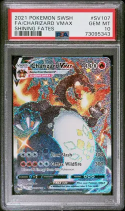PSA 10 GEM MINT Charizard VMax Shining Fates SV107/SV122 Pokemon Card - Image 1