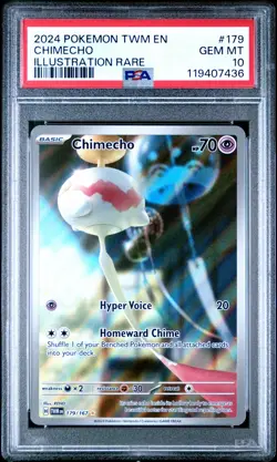 2024 POKEMON TWM EN-TWILIGHT MASQUERADE ILLUSTRATION RARE #179 CHIMECHO PSA 10 - Image 1