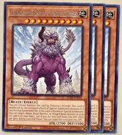 Yugioh! - 3X Behemoth the King of a Hundread Battles - JUSH-EN050 -Rare - NM/M - Image 1