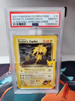 15/132 Zapdos-holo 2021 Pokemon Celebrations Rocket PSA10 Gem Mint Rare Card - Image 1