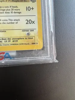 1999 POKEMON JUNGLE 1ST FIRST ED EDITION #4 JOLTEON HOLO PSA 9 VINTAGE - Image 3
