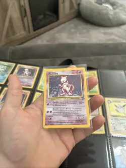 Mewtwo 10/130 Base Set 2 Holo Rare Pokemon WOTC VINTAGE LP GALAXY SWIRL - Image 1