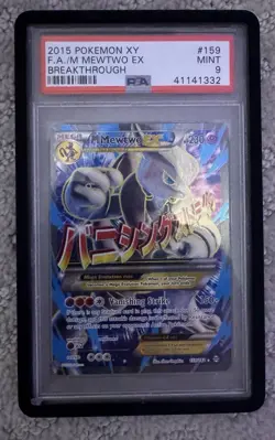 2016 Pokemon XY Breakthrough # 159 Full Art Mega Mewtwo EX PSA 9 MINT - Image 1