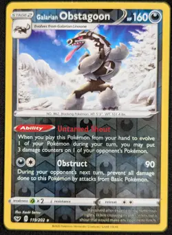Galarian Obstagoon 2020 SWSH Reverse Holo Rare Pokemon Card 119/202 (NM) - Image 1