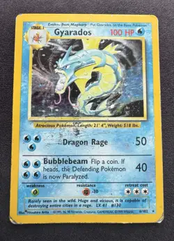 Pokemon Gyarados Holo Card 6/102 Base Set 1999 Vintage English WOTC HP - Image 1