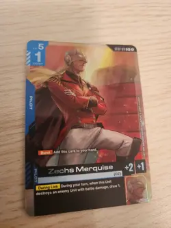 Gundam Card Game ST02-011 Zechs Merquise Holo Foil [C+] English Parallel Alt - Image 1