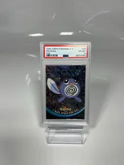 #60 Poliwag Foil Topps TV Animation Series 1 Black Logo Pokemon Card PSA 6 - Image 1