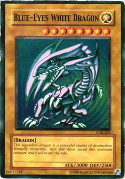 Yugioh Blue Eyes White Dragon Card SDK-001 1996 Trading Card Game - Image 1