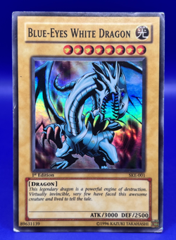 Yugioh! Blue-Eyes White Dragon SKE-001 1st Edition Super Rare Holo MP - Image 1