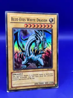 Yugioh! Blue-Eyes White Dragon SKE-001 1st Edition Super Rare Holo MP - Image 3