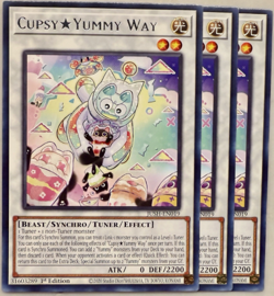 Yugioh! - 3X Cupsy Yummy Way - JUSH-EN019 - Rare - Play Set - 1'st Ed. - NM/M - Image 1