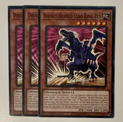 3x Double-Headed Dino King Rex DUNE-EN007 Playset 1st Edition Yugioh - Image 1