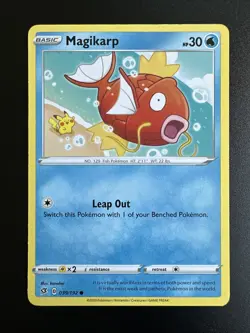 Pokemon TCG Card- Magikarp Ft. Pikachu 39/192 Common Regular SWSH Rebel Clash MP - Image 1