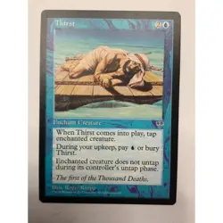 MTG Magic The Gathering Thirst Enchant Creature Card Blue Mirage 1996 - Image 1