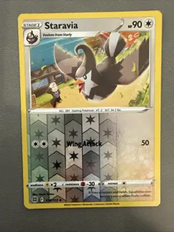 Staravia 118/172 Reverse Holo Brilliant Stars Pokemon TCG Card NM + Cardsaver - Image 1