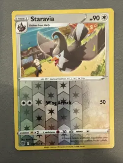 Staravia 118/172 Reverse Holo Brilliant Stars Pokemon TCG Card NM + Cardsaver - Image 2