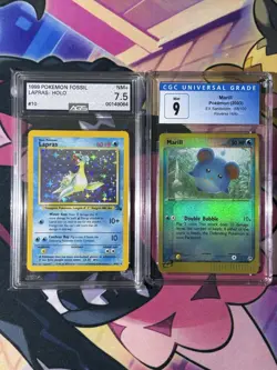 Pokemon Graded Card Lot |LAPRAS HOLO 7.5| |MARILL REVERSE HOLO 9| - Image 1