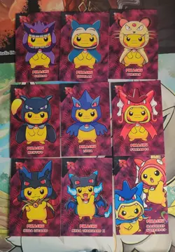 Rare Hearts Holo Pokemon Card Database Rocket Set Poncho Pikachu FULL SET! - Image 1