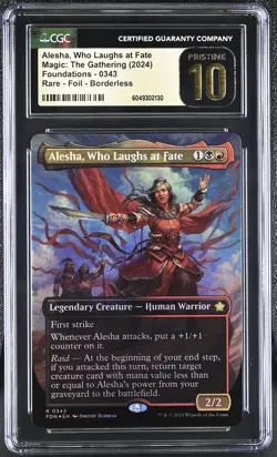 ALESHA, WHO LAUGHS AT FATE Foundations Borderless Foil CGC 10 Pristine MTG - Image 1