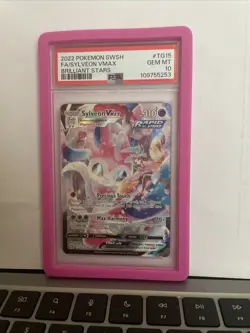 Pokemon Sylveon Vmax Brilliant Stars TG15/TG30 PSA 10 GEM Mint + Pink Guard - Image 1
