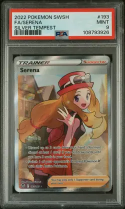 2022 POKEMON SWORD & SHIELD SILVER TEMPEST #193 FULL ART/SERENA PSA 9 - Image 1