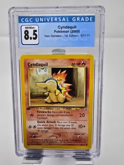 CGC 8.5 2000 Neo Genesis 1st Edition Cyndaquil #57/111 Graded Pokemon Card - Image 1