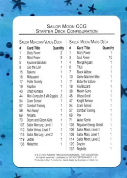 Sailor Moon CCG Checklist Card Premiere Starter Deck Configuration Vintage 2000 - Image 1