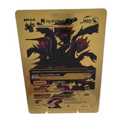 Pokemon Mega Hydreigon EX 990hp Gold Foil Fan Art Collector Card TCG - Image 1