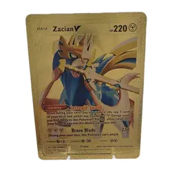Pokemon Zacian V 220hp Gold Foil Fan Art Collector Card TCG - Image 1