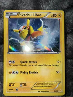 Pokemon Pikachu TCG Holo Card Libre 30/30 Near Mint Condition 2016 XY Trainer - Image 1