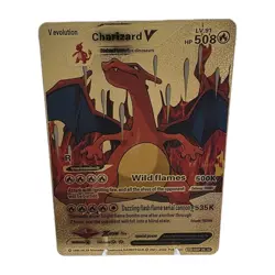 Pokemon Charizard V 508hp Gold Foil Fan Art Collector Card TCG - Image 1