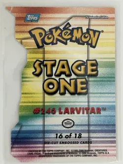 Topps 2001 Pokemon Johto League Champions Larvitar Die Cut #16 LP - Image 2