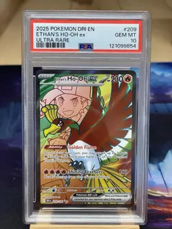 2025 POKEMON DRI EN-DESTINED RIVALS ULTRA RARE #209 ETHAN'S HO-OH EX PSA 10 - Image 1