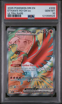 2025 POKEMON DRI EN-DESTINED RIVALS ULTRA RARE #209 ETHAN'S HO-OH EX PSA 10 - Image 1