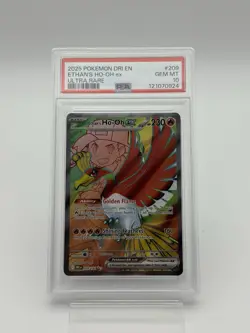 2025 POKEMON DRI EN-DESTINED RIVALS ULTRA RARE #209 ETHAN'S HO-OH EX PSA 10 - Image 1