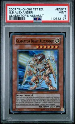 Yugioh PSA 9 Gladiator Beast Alexander GLAS-EN017 1st Edition Super Rare - Image 1