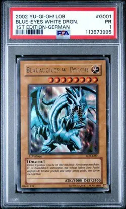 PSA 1 POOR Blue-eyes white Dragon LOB-G001 1st Edition GERMAN LOB-001 Yugioh - Image 1