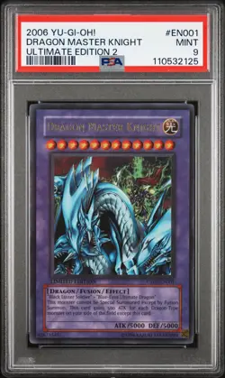 Yugioh PSA 9 Dragon Master Knight UE02-EN001 Ultra Rare Limited Edition Promo - Image 1