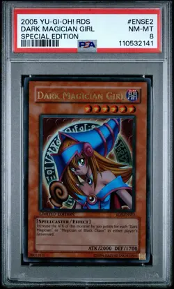 Yugioh PSA 8 Dark Magician Girl RDS-ENSE2 Ultra Rare Limited Edition Promo - Image 1