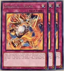 Yugioh! - 3X Dracotail Flame - JUSH-EN011 - Rare - Play Set - 1'st Ed. - NM/M - Image 1