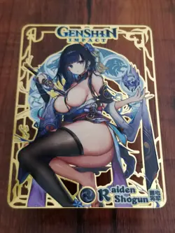 Raiden Shogun - Genshin Impact - Goddess Story Gold Metal Card - Image 1