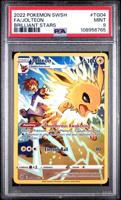 2022 Pokemon SWSH Brilliant Stars TG04 Jolteon Trainer Gallery Full Art PSA 9 - Image 1