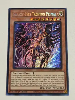 Galaxy-Eyes Tachyon Primal MZTM-EN011 Secret Rare Yugioh Card 1st Edition Mint - Image 1