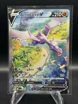 Pokemon TCG Aerodactyl v Sword & Shield Lost Origin Holo Ultra Rare Card 180/196 - Image 1