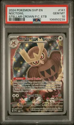 Noctowl SVP 141 Pokemon Center Stamped Promo Stellar Crown Card PSA 10 - Image 1