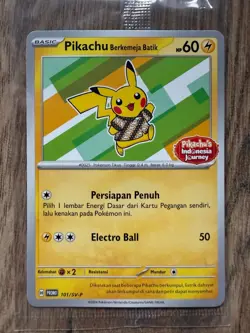 POKEMON Pikachu in a Batik Shirt 101/SV-P Indonesia's Journey Promo Sealed MINT - Image 2