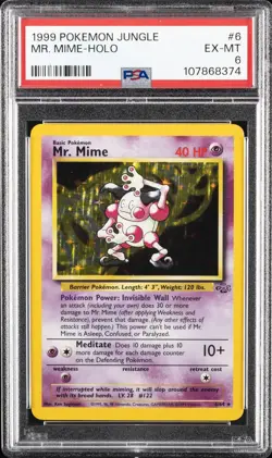 1999 POKEMON JUNGLE #6 MR. MIME-HOLO PSA 6 - Image 1