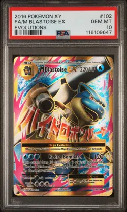 2016 Pokemon XY Evolutions M Blastoise EX Full Art #102 PSA 10 - Image 1